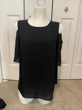 Banana Republic Factory Black Cold-Shoulder Blouse
